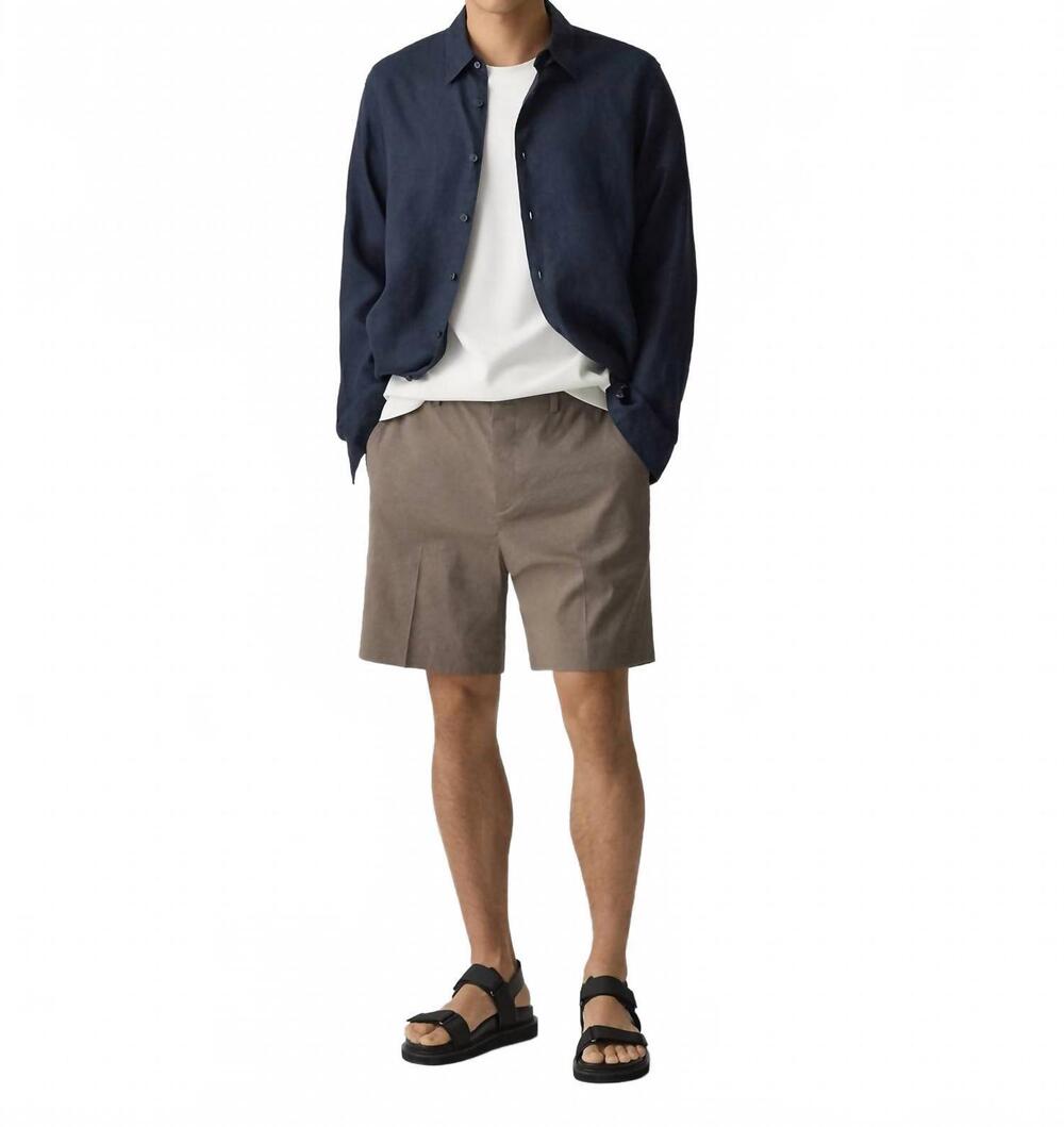 NEW THEORY good linen standard shorts in morel